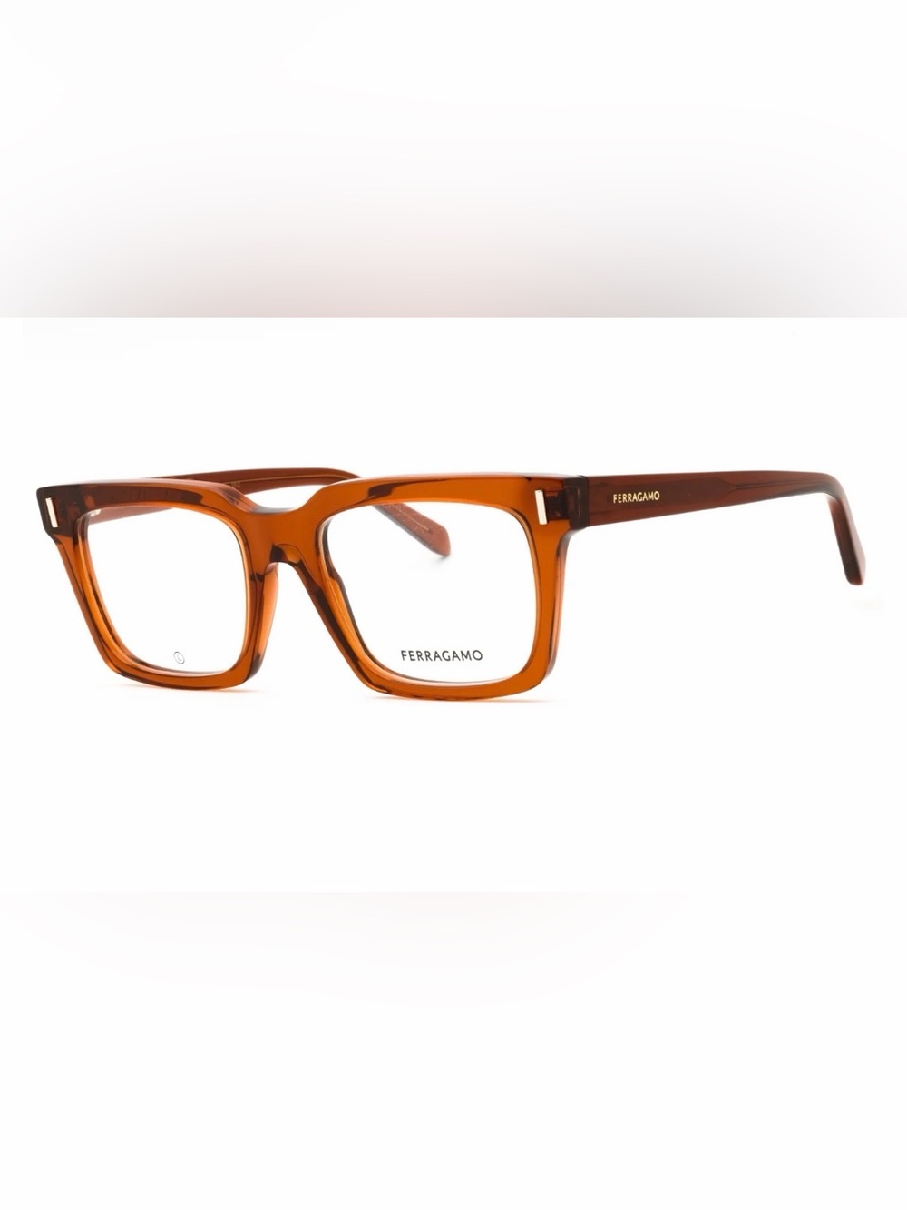 Salvatore Ferragamo Transparent Brown  Square Acetate Prescription Glasses New